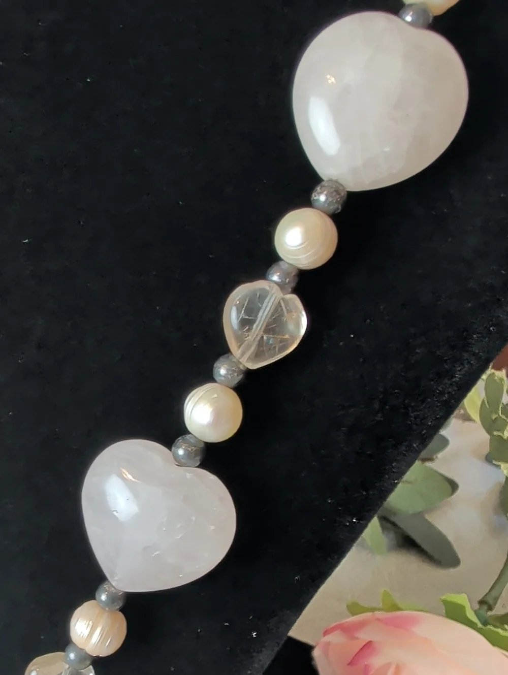 925 Sterling Silver Freshwater Pearl & Natural Gemstone Necklace Artisan